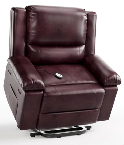 GarveeHome Silla Reclinable Eléctrica con Elevador - Calor y Masaje, Sillón Reclinable de Elevación Eléctrica de Piel PU para Ancianos y Personas