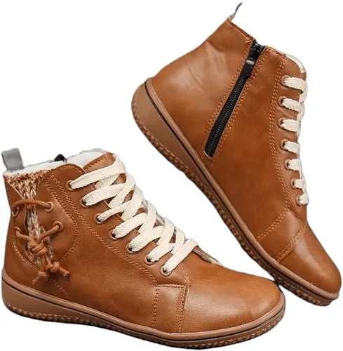 Miniatura 22 de Ladmiple Botas de tobillo para mujer, sin tacón, casual, con cremallera lateral, botas cortas vaqueras occidentales, zapatos para caminar V-Caqui