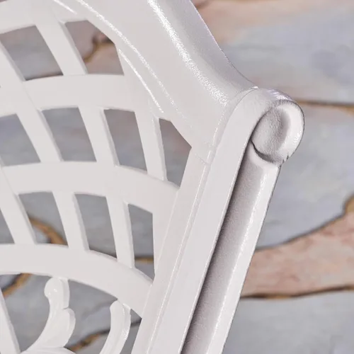 Miniatura 5 de Christopher Knight Home Brody Silla de brazo de aluminio fundido blanco para exteriores (juego de 2)