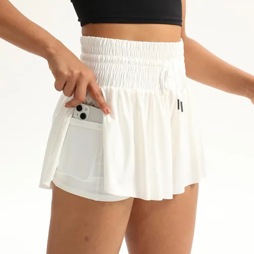 Miniatura 3 de Blaosn Pantalones cortos atléticos fluidos para mujer, cintura alta, gimnasio, yoga, entrenamiento, correr, pantalones cortos, falda, ropa linda