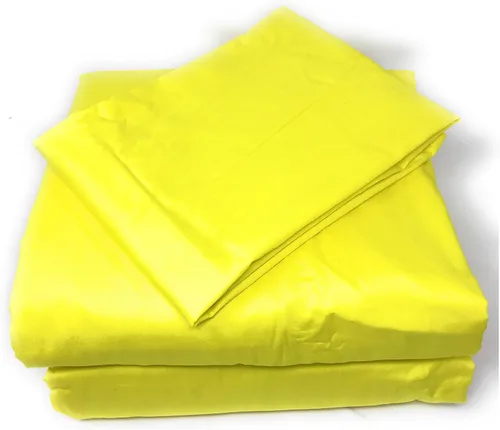 Miniatura 3 de Tache - Juego de funda de edredón de algodón amarillo – 3 piezas de algodón sólido torcido limón – cierre de cremallera – lazos de seguridad – Juego