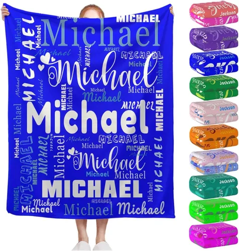 Miniatura 30 de Manta personalizada con nombre para niños, niñas, niños, adultos, hombres y mujeres, mantas personalizadas con nombre, regalos personalizados