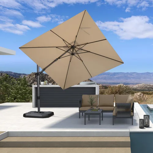 Miniatura 98 de PURPLE LEAF Sombrilla de Patio de 8 Pies para Exteriores Sombrilla Cantilever Cuadrada de Aluminio Sombrilla Offset con Rotación de 360 Grados