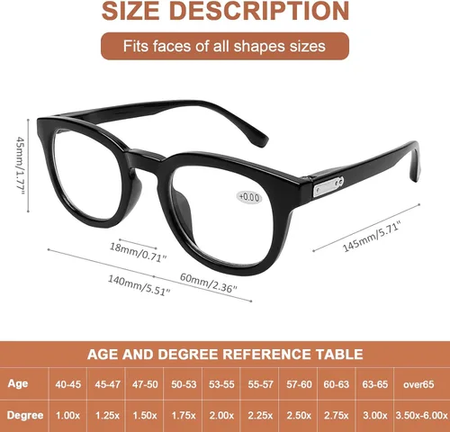 Miniatura 3 de AQWANO Retro Round Designer Reading Glasses Women Men, Classic Computer Blue Light Block Readers Glasses with Spring Hinge