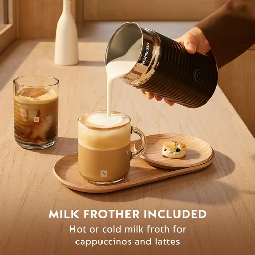Miniatura 6 de Nespresso Vertuo Next Deluxe - Cafetera de café y café expreso, cromo puro con espumador de leche Aeroccino, 1.1 litros, color negro, cromo oscuro