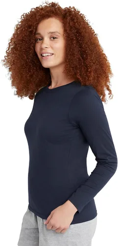Miniatura 5 de Hanes Camiseta de algodón de manga larga para mujer, camiseta ligera con cuello redondo para mujer, ajuste moderno