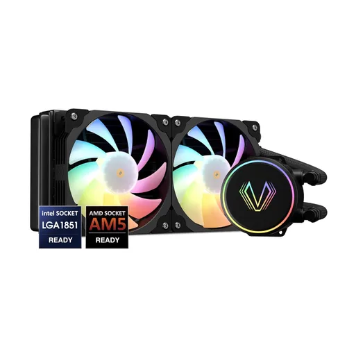 Vetroo V240 Enfriador líquido negro de CPU de 9.449 in bomba RGB direccionable y ventiladores PWM 250 W TDP AIO refrigeración por agua con