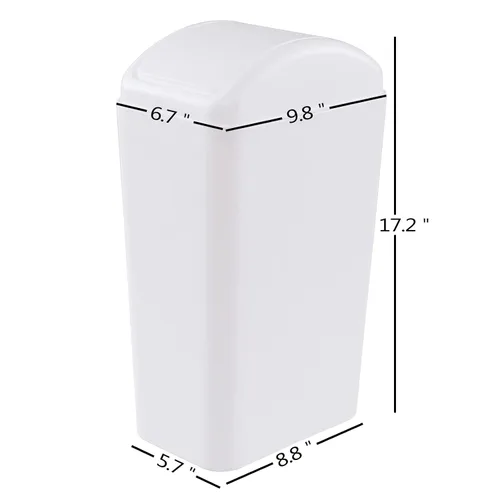 Miniatura 2 de 1 cubo de basura de plástico con tapa oscilante, color blanco