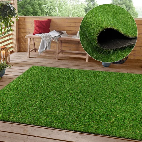 Heyroll Césped Artificial Realista, 6 pies X 10 pies Césped Artificial Sintético Falso, Alfombra de Césped Verde de 20MM para Mascotas, Perros,