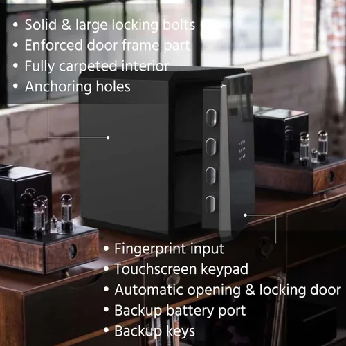 Miniatura 3 de Caja fuerte para el hogar, caja fuerte con contraseña de huellas dactilares con llave, gabinetes SafeBox para el hogar, caja de seguridad, caja 2.1
