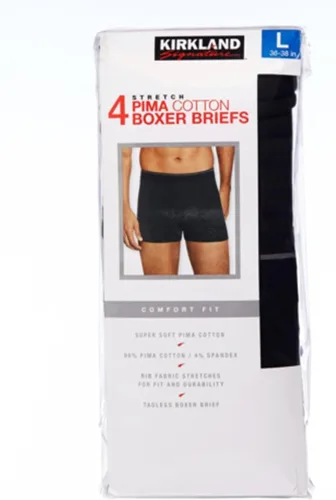 Miniatura 5 de Kirkland Signature Calzoncillos tipo bóxer de algodón Pima para hombre (4 unidades), Variado