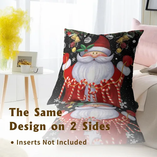 Miniatura 5 de Giwawa Juego de 2 fundas de almohada navideñas de 18 x 18 pulgadas, fundas de almohada de algodón rústico de Papá Noel de granja para sofá