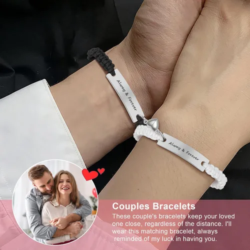 Miniatura 4 de Pulseras de pareja a juego para novio y novia, pulsera de amistad y relación para mejores amigos, pulseras ajustables de estiramiento de joyería