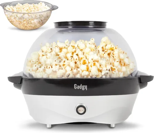 Gadgy Máquina de palomitas de maíz – Máquina eléctrica de 800 W para hacer palomitas de maíz de aceite caliente con placa antiadherente, tapa y