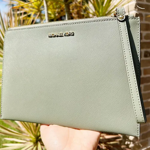 Miniatura 7 de Michael Kors Jet Set Travel XL - Bolso de mano con cremallera de cuero verde militar Verde ejército