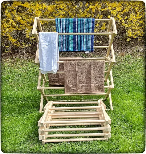 Saving Shepherd Tendedero de ropa – 52¾ pulgadas de alto x 36 pulgadas de ancho plegable de madera de arce amish hecho a mano en Lancaster, PA USA