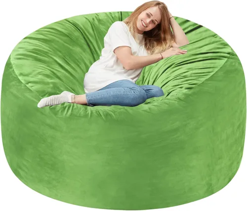 Miniatura 65 de Homguava - Sillón puff de 3 pies Sillón estilo puff grande de 3 pulgadas con relleno de espuma viscoelástica, sofá suave con funda de terciopelo