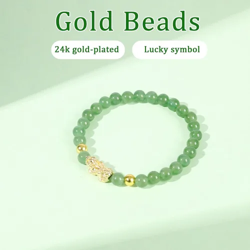 Miniatura 5 de Feng Shui Wealth Lucky Bracelet with Light Green Real Jade Bracelet for Women Men, 24K Gold Plated PiXiu Dragon Protection Bracelet Mantra Prayer