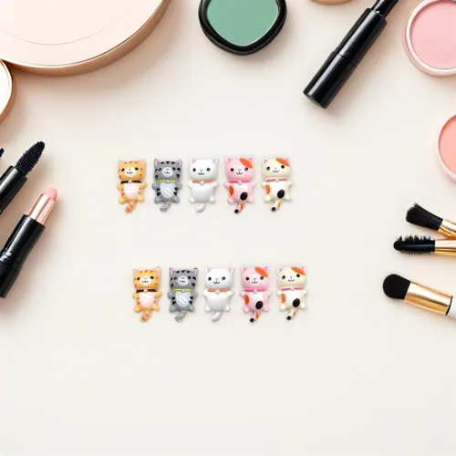 Miniatura 3 de 50 piezas de dijes de gato, mini figuritas de resina para hacer joyas, dijes de gato de color mixto para collares, aretes, funda de teléfono móvil