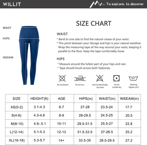 Miniatura 7 de Willit Pantalones de equitación para niñas, pantalones ecuestres para niños, parches de rodilla, mallas escolares con bolsillos con cremallera