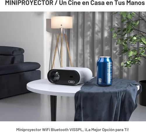 Miniatura 6 de Mini proyector con WiFi y Bluetooth, proyector VISSPL Full HD 1080P, proyector portátil para exteriores con trípode, proyector de cine en casa