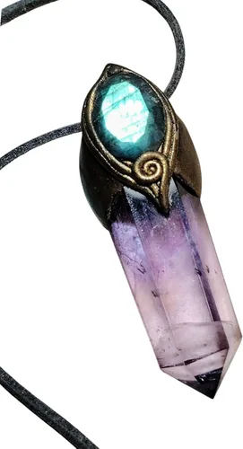 | Collar de cristal de Unidad, ametrina | Joyas de despertar espiritual | Amatista, citrino, piedra lunar y labradorita azul | Regalos de atención