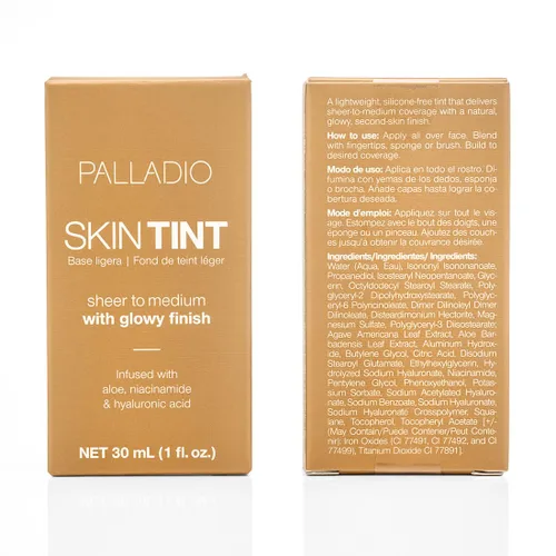 Miniatura 8 de Palladio Tinte para la piel con aloe, niacinamida y ácido hialurónico, cobertura transparente a media, acabado brillante, maquillaje de base ligero