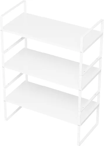 Miniatura 11 de SANNO Organizador de estantes de cocina expandibles, altura ajustable, gran apilable, armario de cocina, organizador de despensa y mostrador, Negro