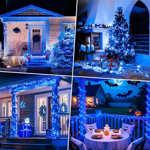 Miniatura 7 de Decute - Tira de luces de Navidad, impermeable, 300 LED, 105 pies, certificado UL con enchufe de extremo a extremo, 8 modos, guirnalda de luces