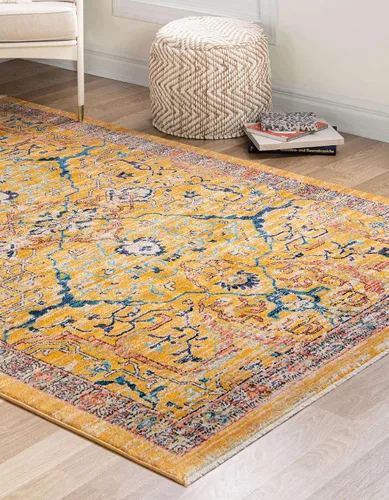 Miniatura 4 de Unique Loom Lola Collection - Alfombra de área Vivacious (5 pies 3 pulgadas x 8 pies, rectangular, amarillo/azul)