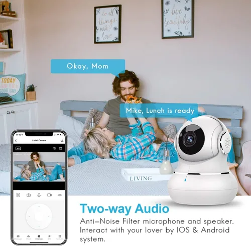 Miniatura 5 de litokam Cámara de seguridad para interiores, paquete de 4, cámaras WiFi de 360° para seguridad del hogar, monitor de bebé 2K