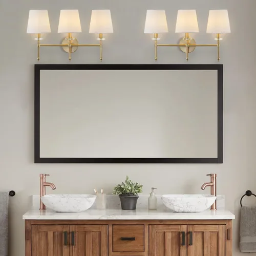Miniatura 4 de JONATHAN Y Aplique de pared LED moderno de latón dorado de 23 pulgadas, luz de tocador de mediados de siglo para decoración de baño, dormitorio