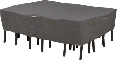 Miniatura 17 de Classic Accessories Ravenna, protector de mesa y sillas de patio resistente al agua, rectangular/ovalada de 108 pulgadas, grande, color gris topo