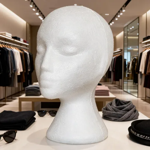 Miniatura 6 de Maniquí de espuma, modelo de cabeza femenina para exhibir pelucas y sombreros, maniquí de espuma blanco (gris)