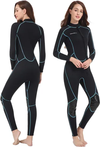 Miniatura 7 de Seaskin Traje de neopreno corto de 3mm para hombre y mujer, traje de buceo de cuerpo completo con cremallera frontal para buceo, esnórquel, kayak