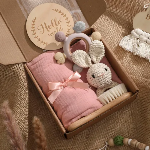 Miniatura 9 de EERKEOD Set de regalo para bebé recién nacido, juego de baño esencial para bebé recién nacido con manta de bebé, sonajero para bebé, regalo