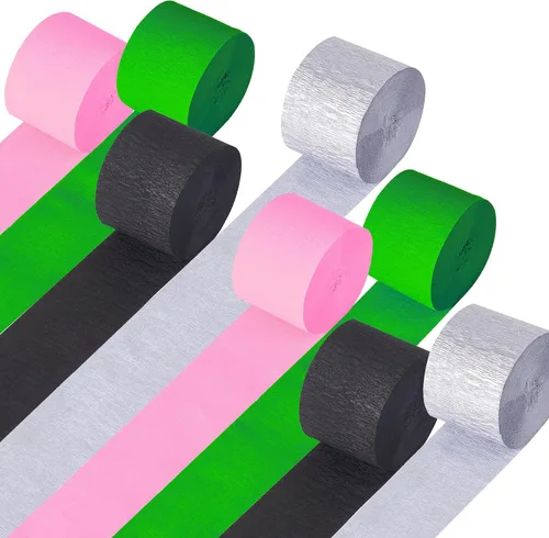 Miniatura 12 de Kit de serpentinas de papel crepé, 8 rollos de 656 pies, negro, morado, azul, verde, a granel para decoración de videojuegos, fiestas, cabina