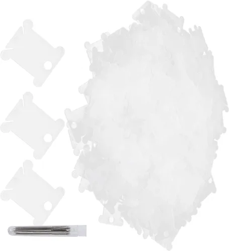 Miniatura 9 de Zerodis 300 tarjetas de hilo dental, placa de bobinado de costura de plástico transparente, soporte de hilo de punto de cruz, herramienta