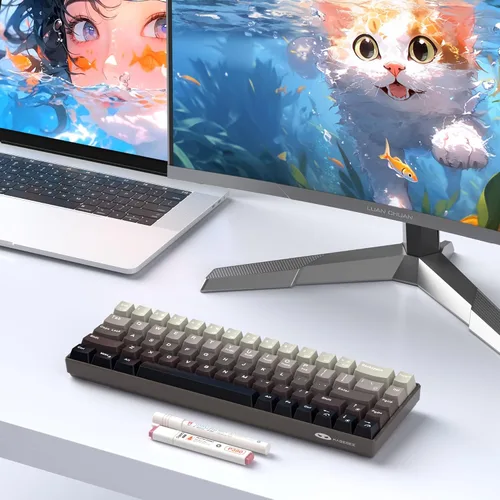 Miniatura 8 de MageGee Teclado mecánico portátil 60% para juegos, interruptor de ballena azul intercambiable en caliente, retroiluminación RGB compacto de 68