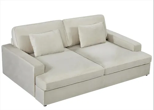 Miniatura 9 de Container Furniture Direct Moderno sofá cama de terciopelo con diseño lujoso, elegante centro de mesa para salas de estar elegantes y cómodos Gris