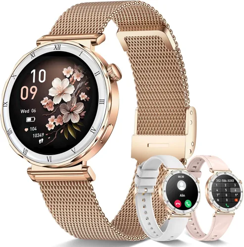 Smart Watches for Women (Answer/Make Calls),1.19" AMOLED Slim Smartwatch with Heart Rate/Sleep Monitor,120+ Sport Modes Fitness Tracker with Rose