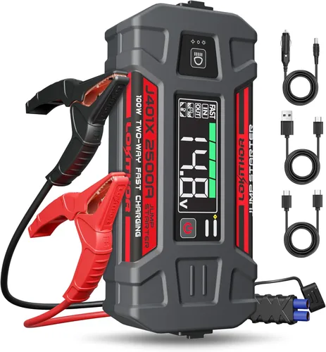 LOKITHOR J401X Arrancador de Batería, tecnología de calentamiento automático de -40 °F, arrancador portátil de batería de 2500 A 12 V, paquete de