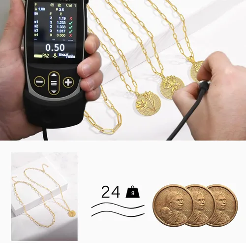 Miniatura 3 de JSJOY Collar dorado con letra A-Z con inicial para mujer, gargantilla en capas, cadena de clip de papel, collar con dije de moneda para niñas, 18 +