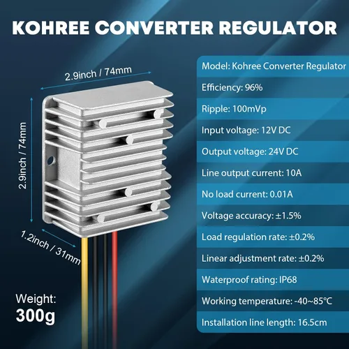Miniatura 2 de Kohree DC 12V convertidor de impulso a 24V 10A 240W, convertidor de voltaje impermeable, módulo transformador regulador de voltaje para tira de luz