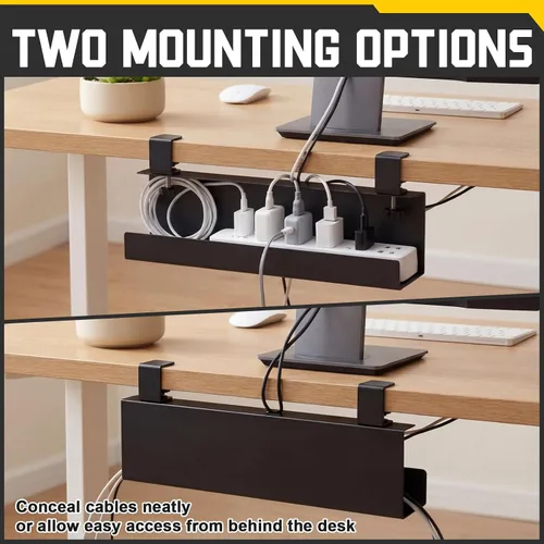 Miniatura 7 de Bandeja de gestión de cables de 16 x 5 x 3 pulgadas sin taladro, bandeja de gestión de cables debajo del escritorio de pie, organizador de cables