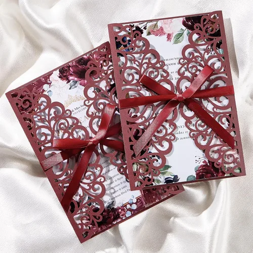 Miniatura 7 de 50 invitaciones de boda, invitaciones personalizadas cortadas con láser con sobres y tarjetas RSVP para quinceañera, despedida de soltera, baby