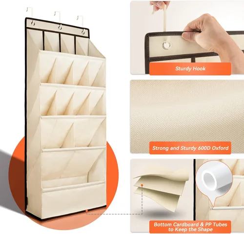 Miniatura 2 de FENTEC 1 paquete de organizadores de zapatos para colgar sobre la puerta, organizador de zapatos colgante con bolsillo profundo grande para zapatos