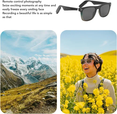 Miniatura 3 de Tnfeeon Lentes de sol inteligentes, lentes de reproducción de música AI con traducción de 144 idiomas, cámara de control táctil para hombres
