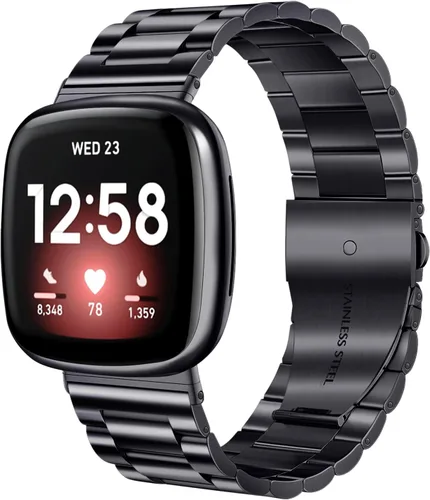Miniatura 7 de ZPJPPLX para Fitbit Versa 4/Sense 2, Correa de Muñeca de Acero Inoxidable Sólido con Funda de Reloj, para Versa 3/Sense Correas de Repuesto de Metal
