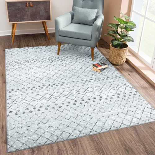 Miniatura 13 de Bloom Rugs Alfombra de pasillo lavable antideslizante de 12 pies – Beige/rosa moderno geométrico para entrada, pasillo, baño y cocina